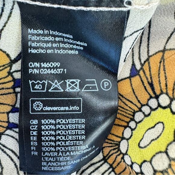 H&M Floral Chiffon Sleeveless Button Front Tunic Shirt Blue Cream Size 6 - Picture 8 of 10